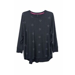 Jane & Delancey Black Sequin Heart Print Sweatshirt Top Women’s 2X Soft NWT